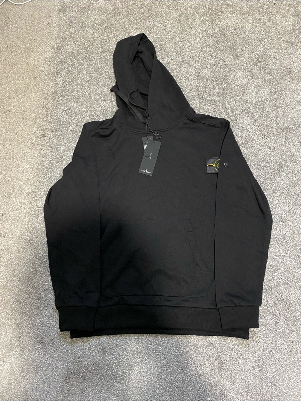 Stone Island Black Sweatshirt with Yellow Compass Patch